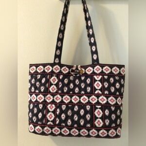Vera Bradley TIC TAC TOTE black and red tote bag